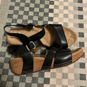 Dansko black wedge sandal, size 38